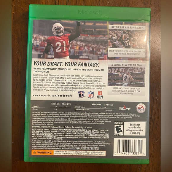Madden 16 game for Xbox One, lightly used, works perfectly, great condition - Picture 2 of 3